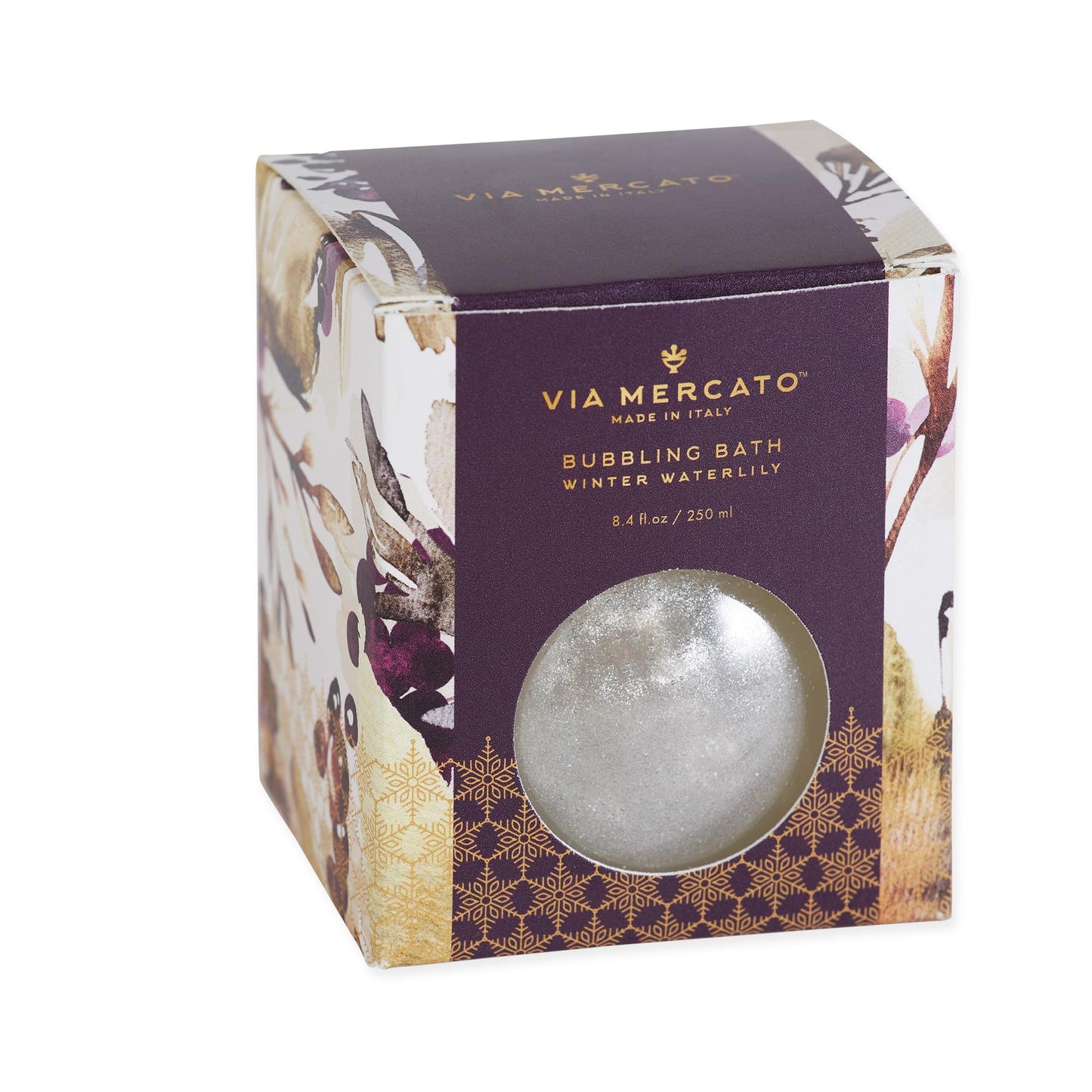 Via Mercato Scented Shimmering Bubble Bath, Moisturizing and Restorative, Ornament Gift Bottle is Beautifully Packaged with Gift-Giving in Mind, 250