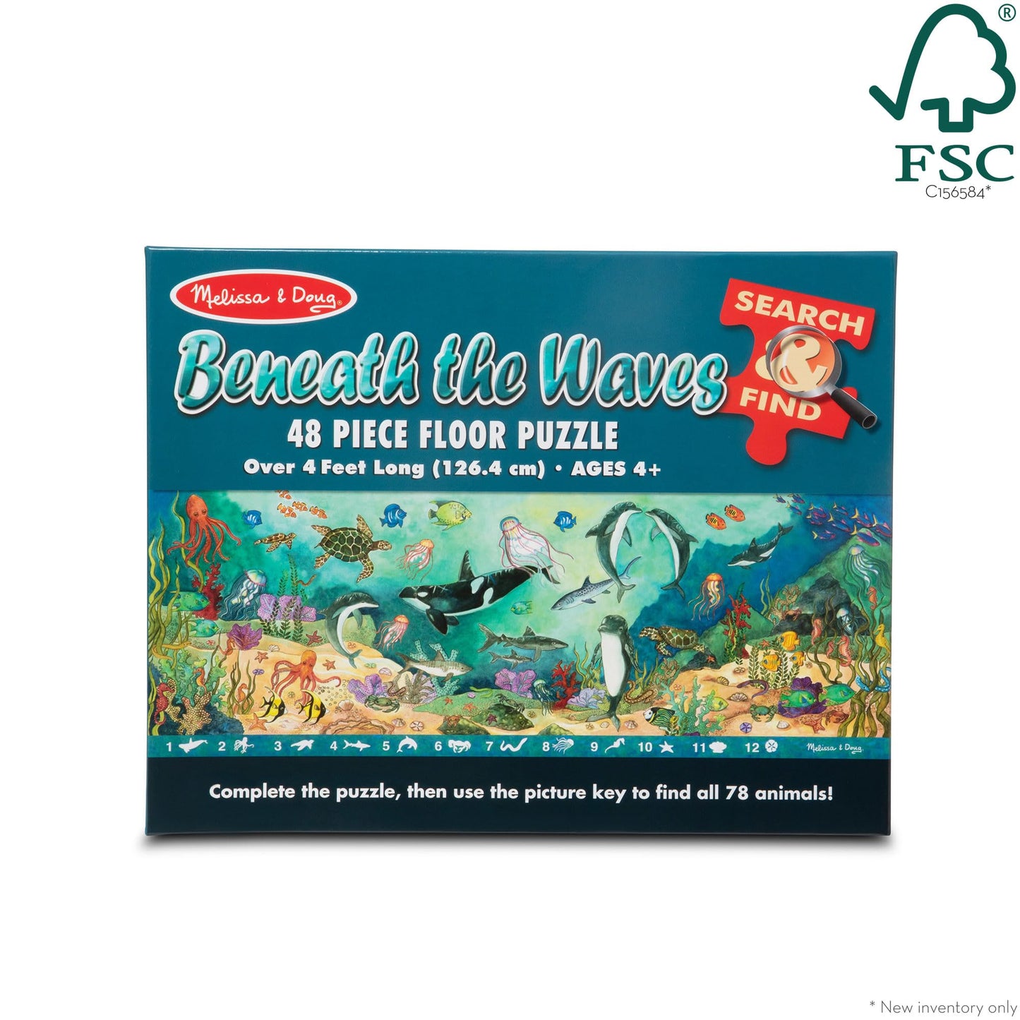 Melissa & Doug Search and Find Beneath The Waves Floor Puzzle (48 pcs, Over 4 feet Long) - FSC Certified