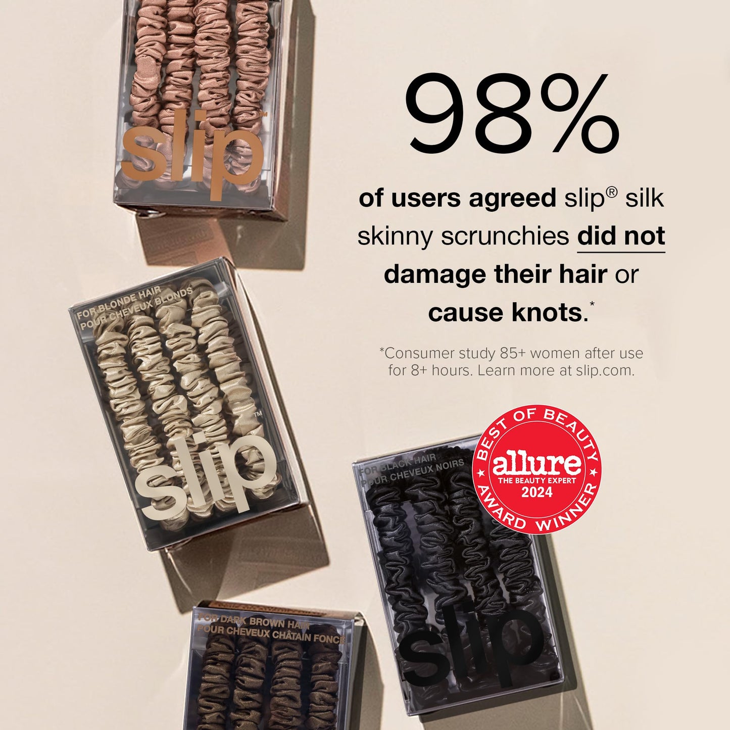 SLIP Silk Hair Ties - Skinny Scrunchies, No Damage, No Crease, Anti-Breakage | 100% Mulberry Silk | All Hair Types | Made with Proprietary Slipsilk™ | Beauty and Personal Care SLIP