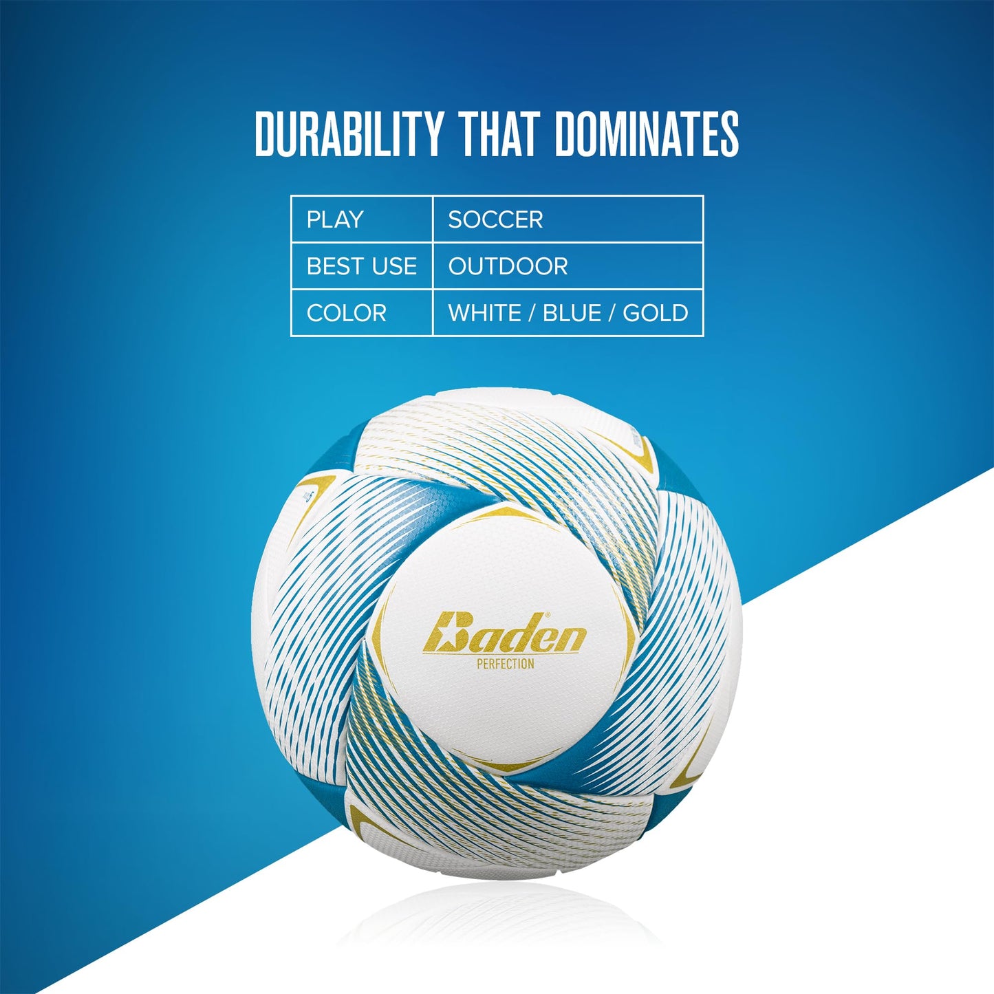 Baden Perfection Thermo Soccer Ball, Official Size 5 Seamless Thermal-Bonded, NFHS Approved