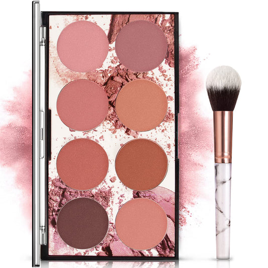 NewBang 8 Colors Blush Palette, Matte Mineral Blush Powder Bright Shimmer Face Blush,Contour and Highlight Blush Palette,Professional Facial Beauty