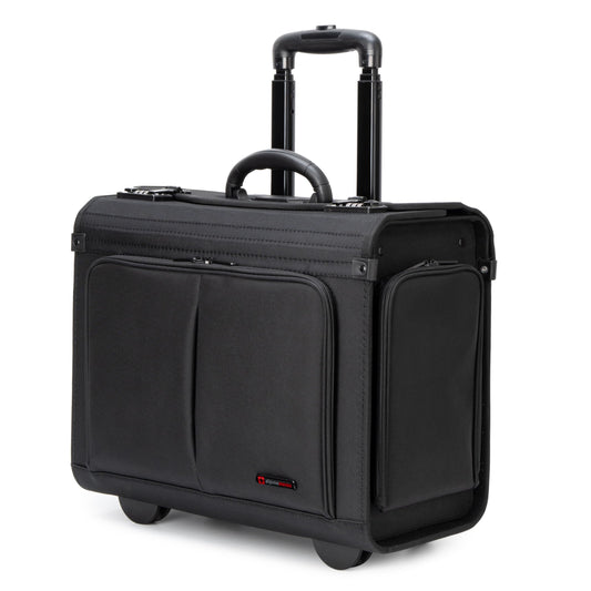 Alpine Swiss Rolling Briefcase Work Overnight Travel Bag Dual Locks Carry on Business Attache Case Black