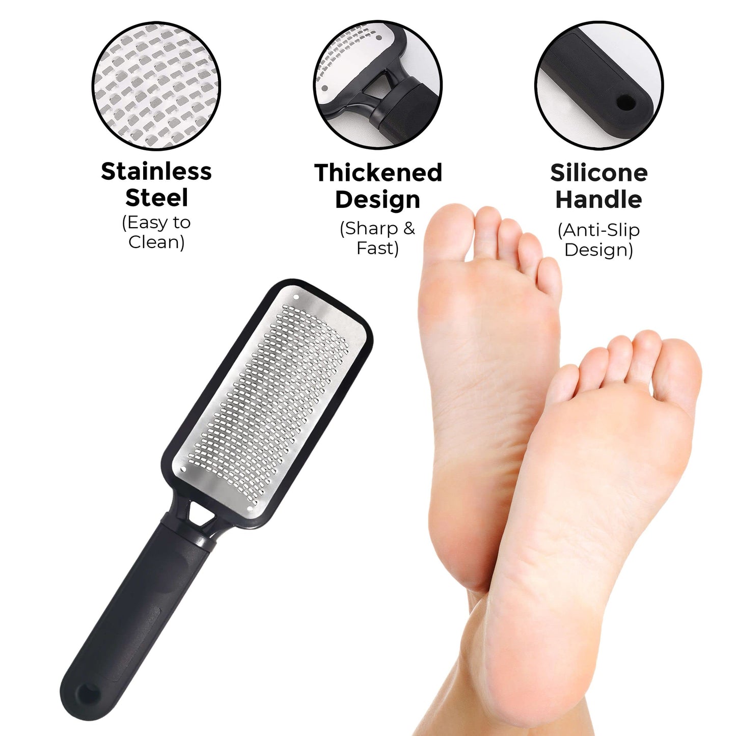 P2P Nails Foot File and Callus Remover - Metal Tool to Remove Dry Skin - Salon Style Dead Skin Remover for Wet and Dry Feet - Professional Foot File