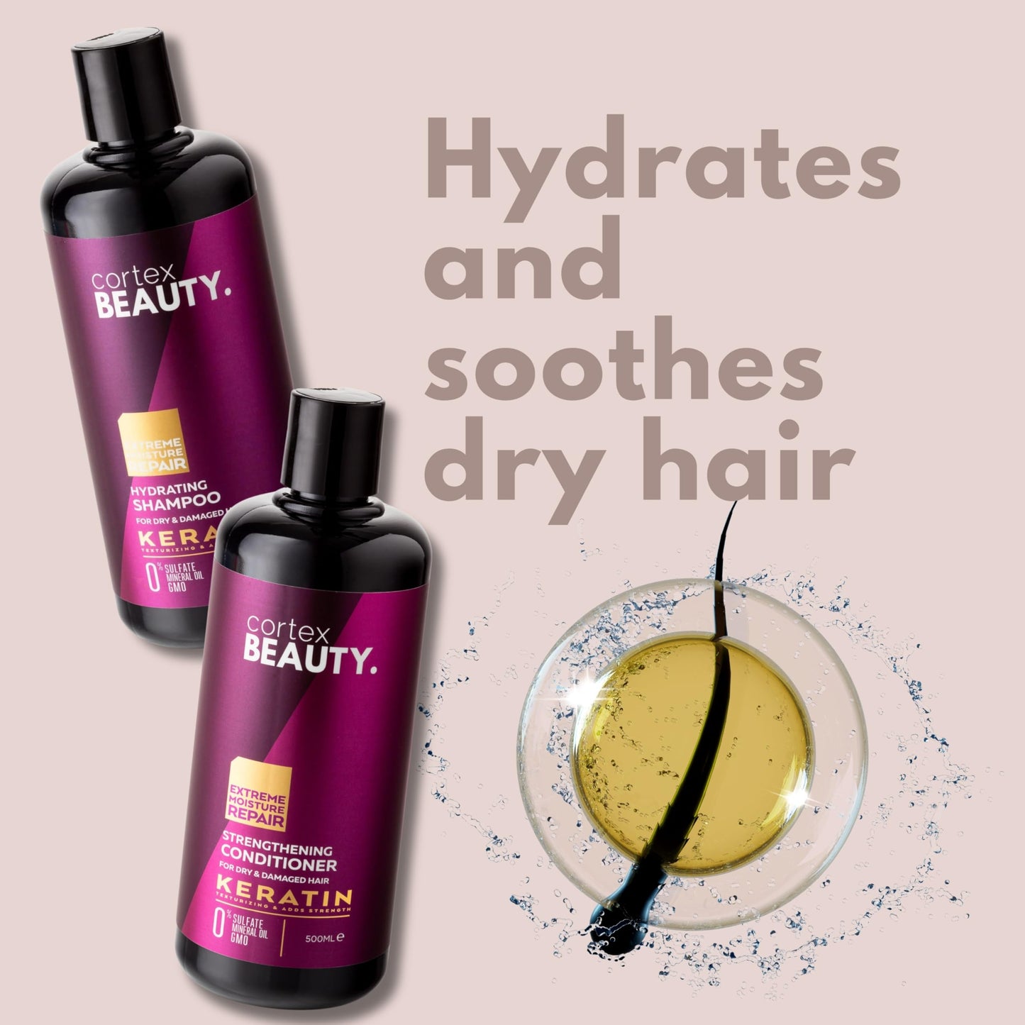 Cortex Beauty | Keratin Hydrating Shampoo and Strengthening Conditioner Set