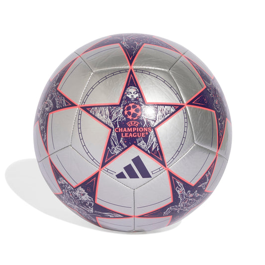 Adidas Unisex-Adult UEFA Champions League Club Soccer Ball, Silver Metallic/Dark Purple/Turbo, 5