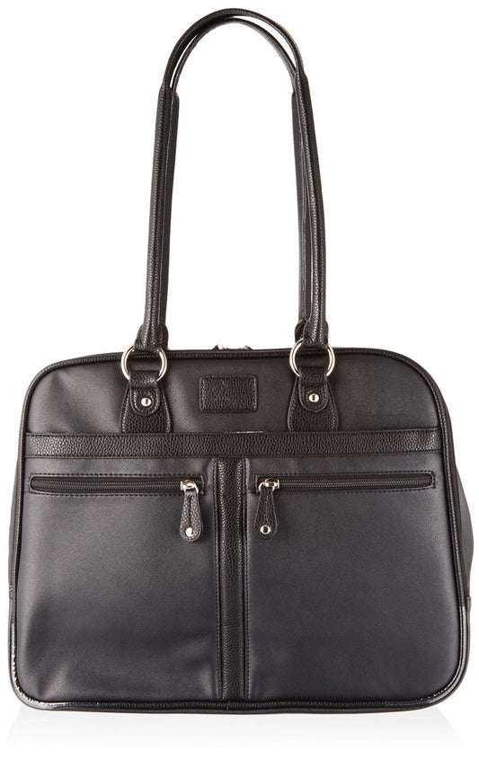 Mobile Edge Verona Women's Laptop Tote Bag for 16" Laptops with Matching Accessory Clutch, Vegan-Leather, Black, MEWVLB