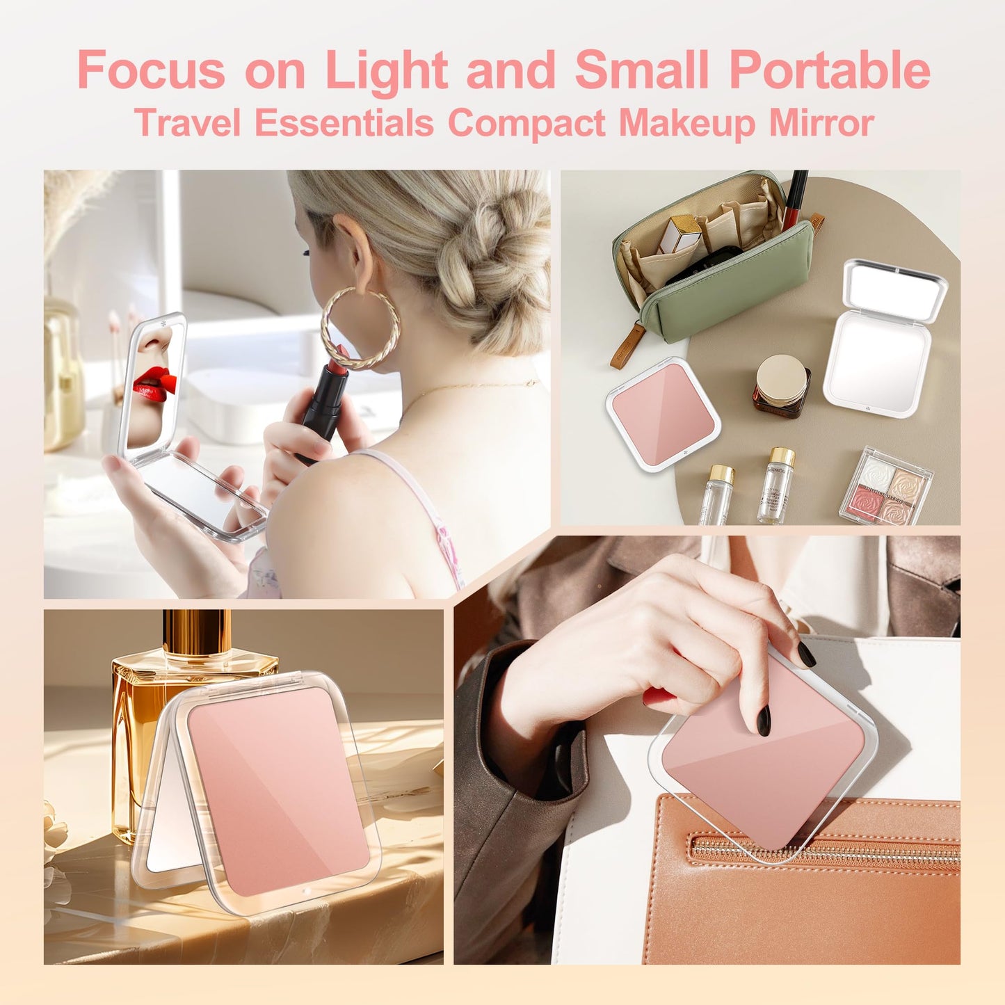 MIYADIVA Compact Mirror, 30X Magnifying Mirror, Pocket Mirror for Purse, Travel Makeup Mirror with 30X/1X Magnification, Travel Essentials Mirrors Beauty and Personal Care MIYADIVA