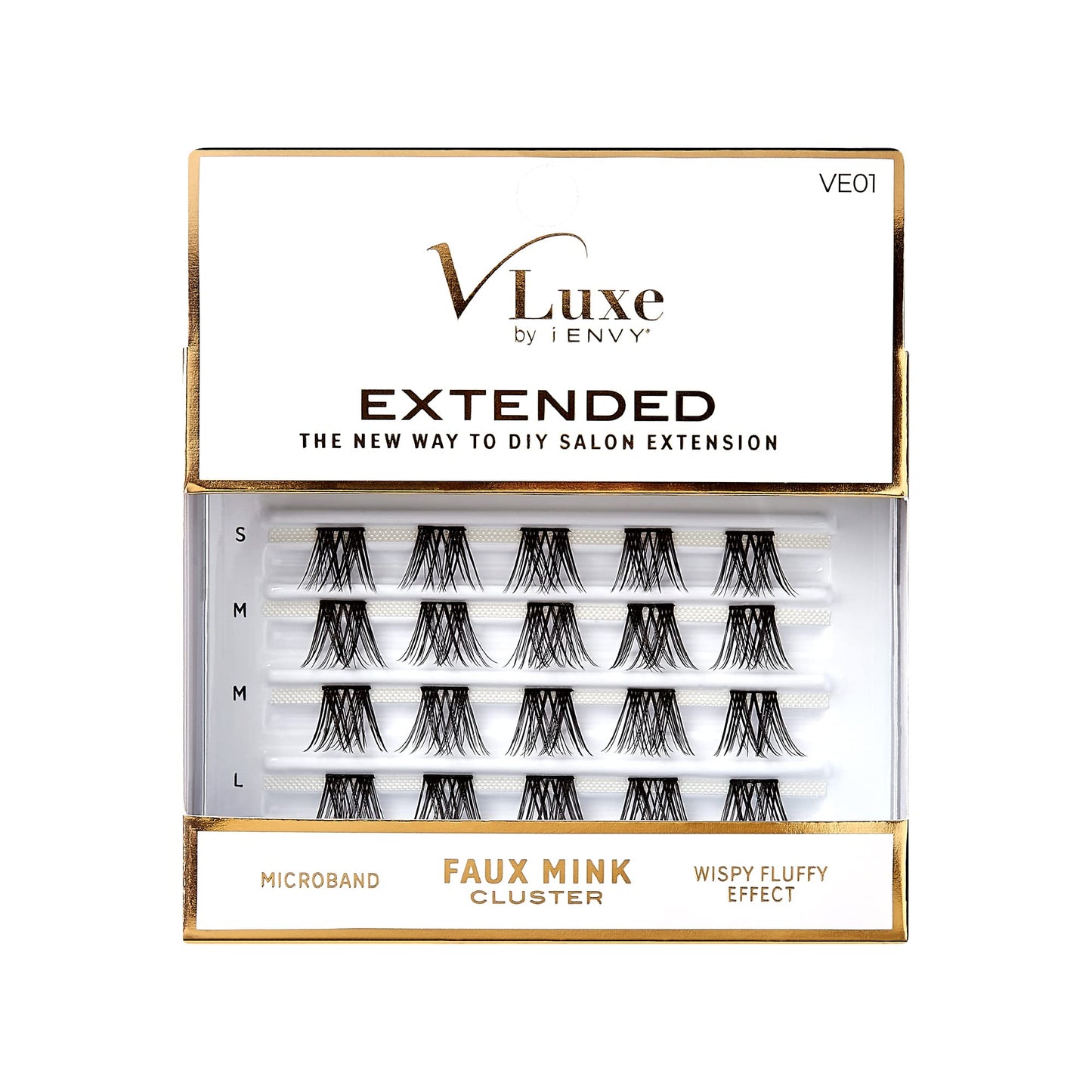i•ENVY Extended False Eyelashes Featherlight Reusable Artificial Eyelashes Multipack Lash Clusters (Faux Mink 01)
