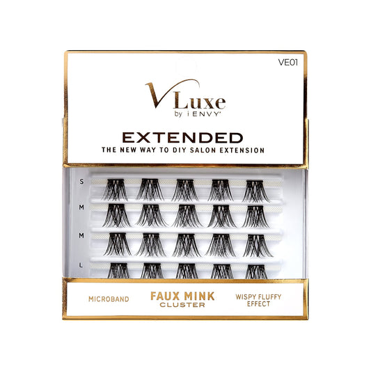 i•ENVY Extended False Eyelashes Featherlight Reusable Artificial Eyelashes Multipack Lash Clusters (Faux Mink 01)