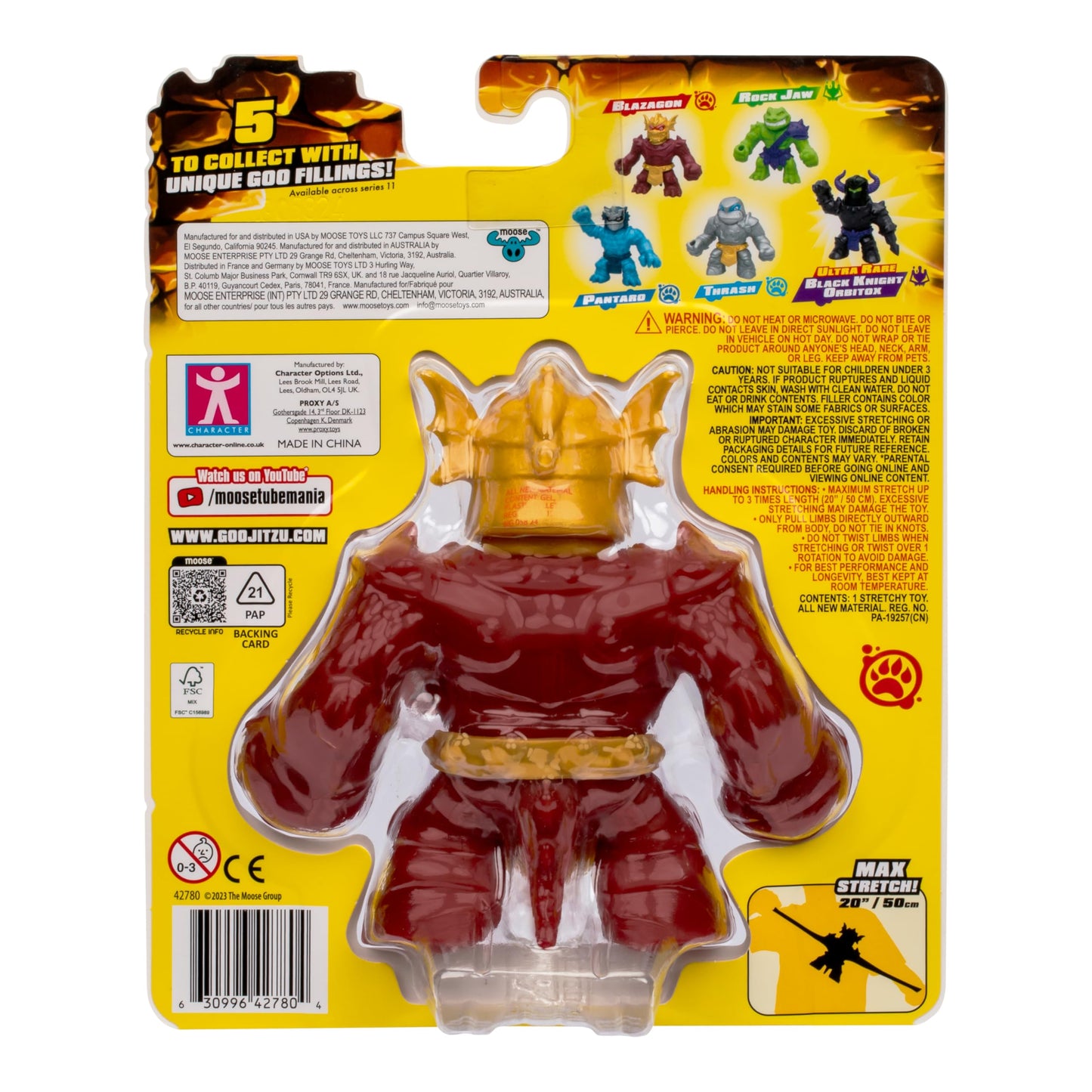 Heroes of Goo Jit Zu Stretch Strikers Blazagon – Stretchy Action Figure with Unique Goo Filling, Stretches 3X Size, Squishy Collectible Toy