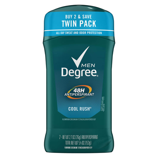 Degree Men Antiperspirant Deodorant Stick 48 Hour Sweat and Odor Protection Cool Rush Men's Deodorant Keeps You Feeling Fresh and Dry, 2.7 Ounce (Pack Beauty and Personal Care Unilever