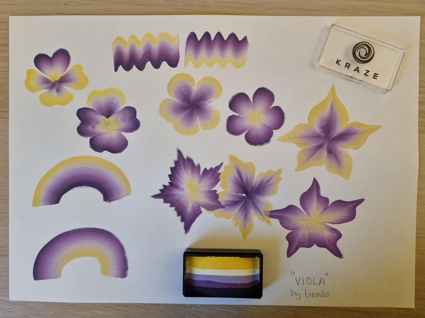 Kraze FX Dome Stroke - Viola by Linnea (25 gm), Professional 1-Stroke Split Cake, Hypoallergenic, Non-Toxic, Water Activated Face & Body Painting