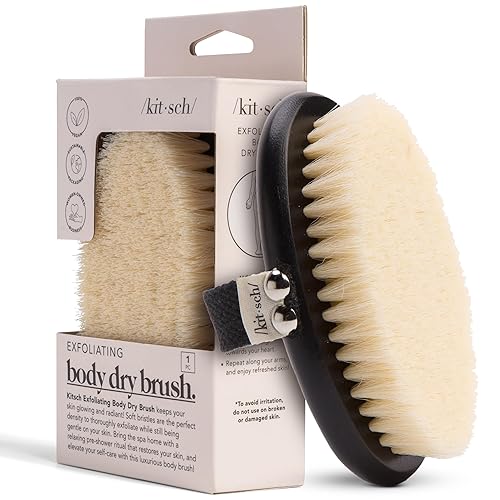 Kitsch Dry Brushing Body Brush for Lymphatic Drainage- Soft Bristles - Reduces Cellulites, Removes Dry Skin and Improves Blood Circulation, Body