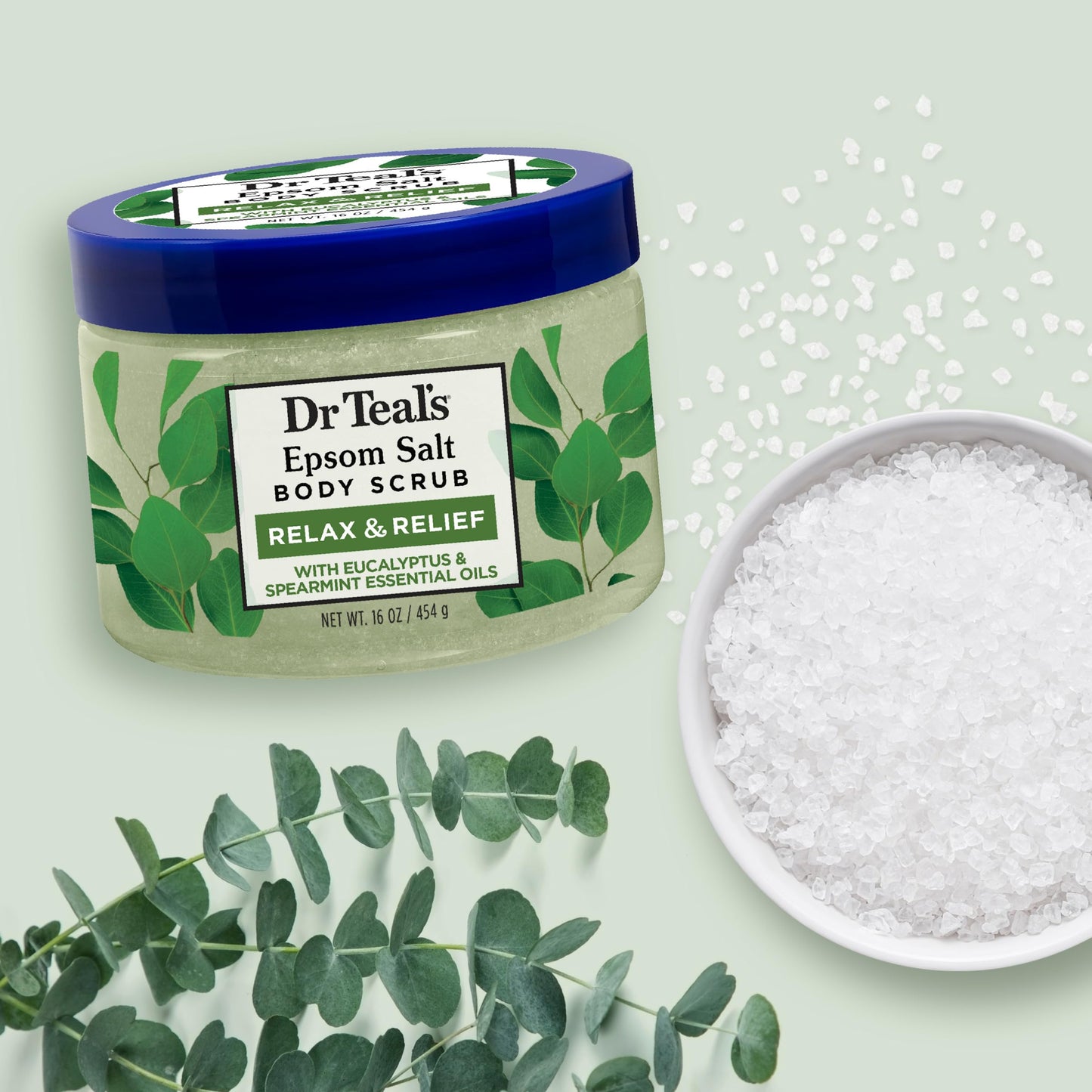 Dr Teal's Pure Epsom Salt Body Scrub, Relax & Relief with Eucalyptus & Spearmint Essential Oils, 16 oz (Pack of 3) Beauty and Personal Care Dr Teal's