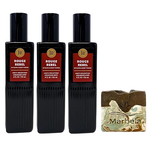Bath & Body Works Men's Collection Rouge Rebel 3 Pack Cologne Mist with a Cabin Spice Bar Soap - Full Size