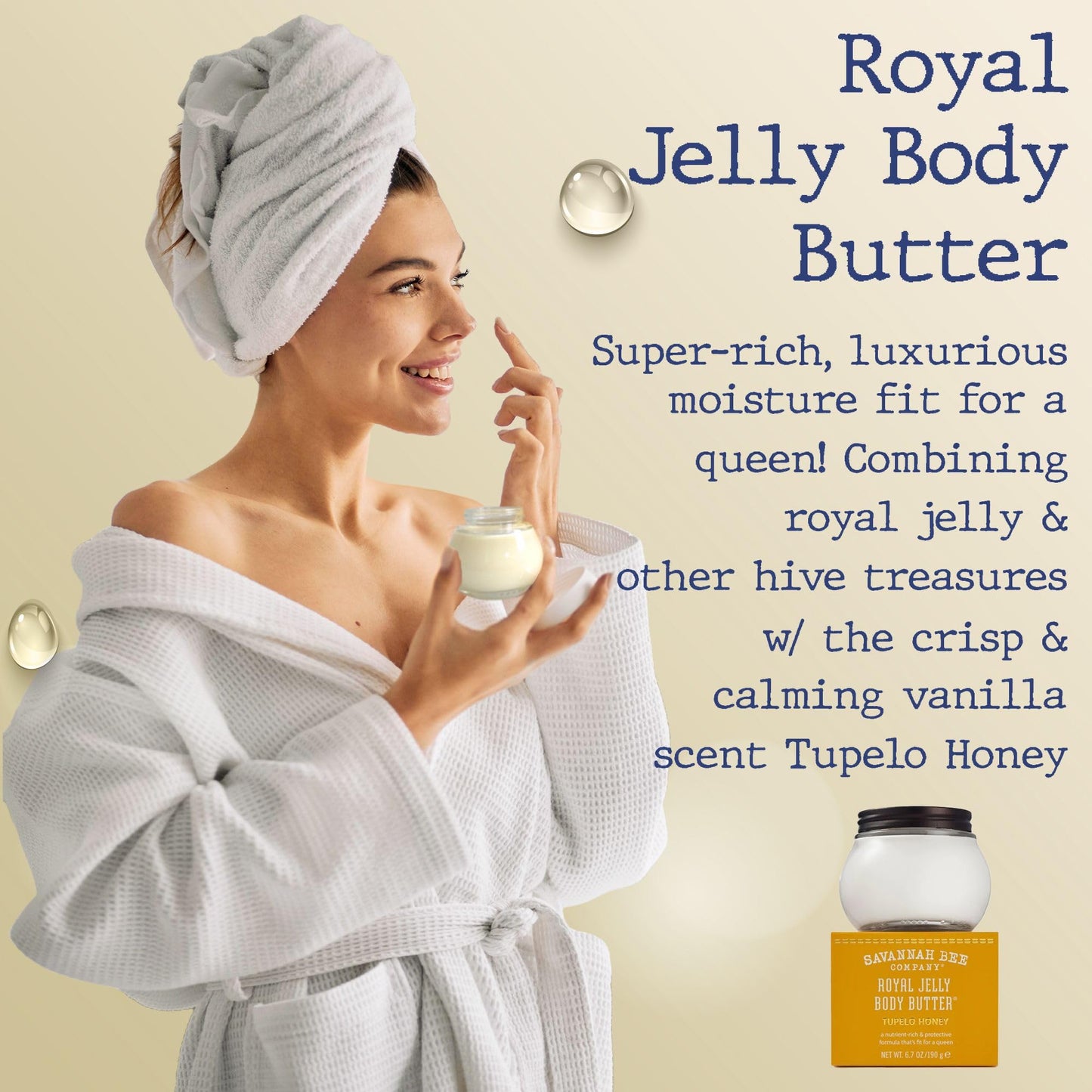 Savannah Bee Company Royal Jelly Body Butter - Deep Hydrating Body Butter - Tupelo