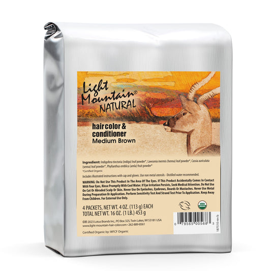 Light Mountain Henna Hair Color & Conditioner - Medium Brown Hair Dye for Men/Women, Organic Henna Leaf Powder and Botanicals, Chemical-Free