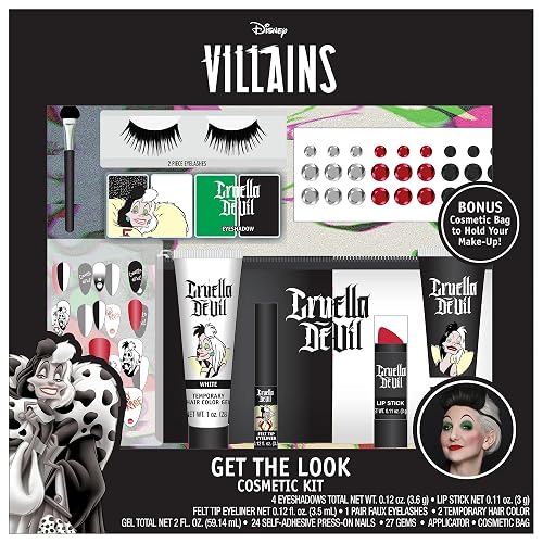 Disney Get The Look Cosmetic Kit Cosplay Halloween Costume Makeup Choose Cruella, Ariel. Jack Skellington (Cruella)
