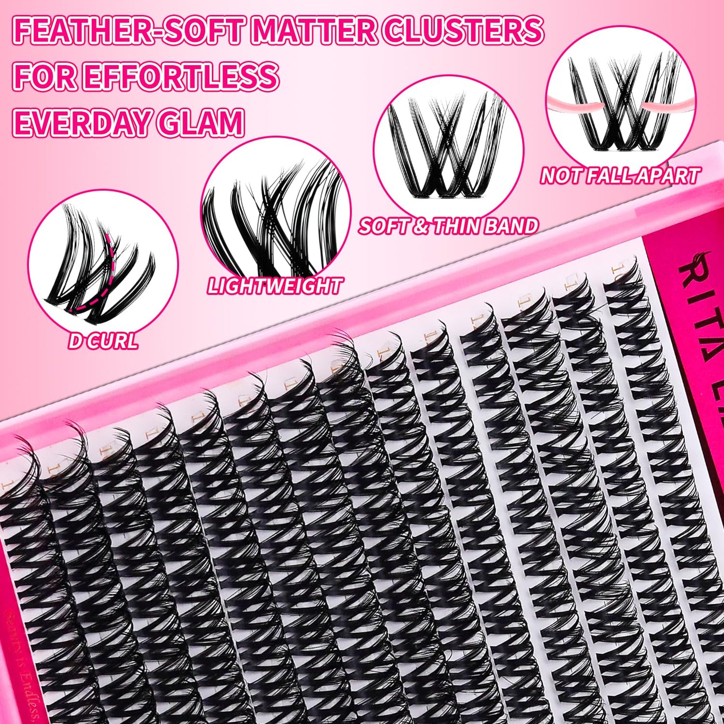 RITALASH Cluster Lashes DIY Lash Clusters Eyelash Extensions Wispy Lash Extension False Eyelashes Thin Invisible Lash Band Individual Lashes Beauty and Personal Care RITALASH