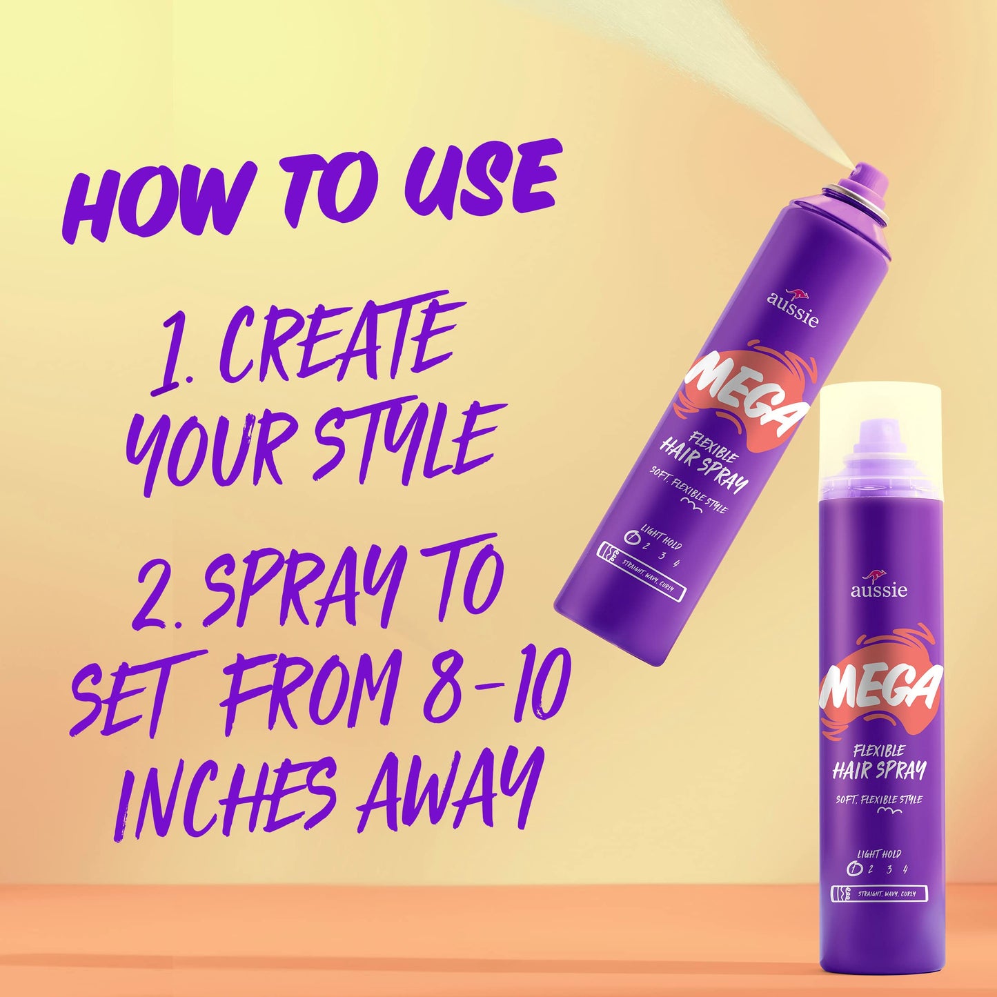 Aussie Mega Flexible Hair Spray for Curly Hair, Straight Hair, and Wavy Hair, 10 oz