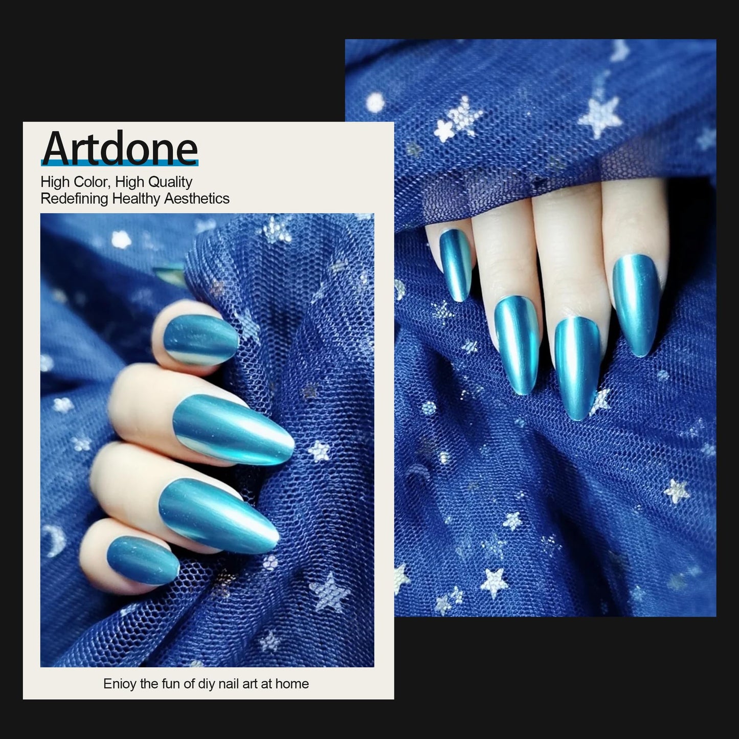 Artdone Chrome Nail Powder, Dark Green Iridescent Aurora Powder Metallic Mirror Effect Pigment Pearlescent Mermaid Pigment Pearl Glitter Dust Kit Beauty and Personal Care Artdone