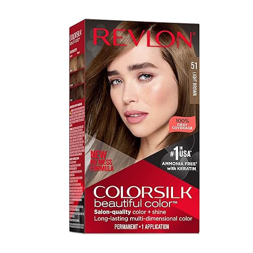 Revlon Colorsilk Beautiful Color Permanent Hair Color, Long-Lasting High-Definition Color, Shine & Silky Softness with 100% Gray Coverage, Ammonia