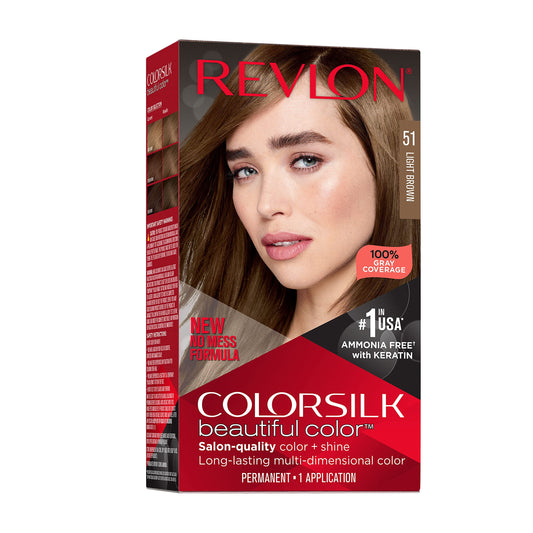 Revlon Colorsilk Beautiful Color Permanent Hair Color, Long-Lasting High-Definition Color, Shine & Silky Softness with 100% Gray Coverage, Ammonia