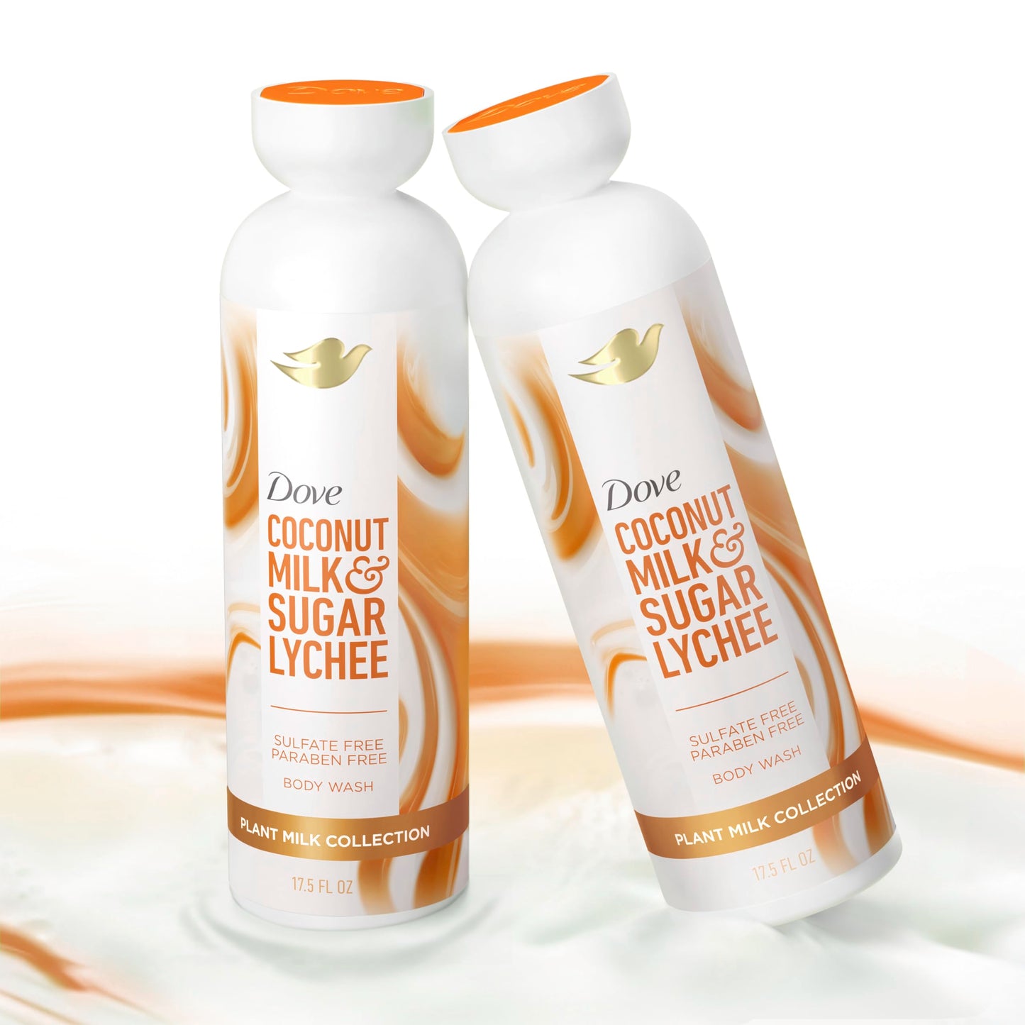 Dove Plant Milk Cleansing Body Wash Coconut & Lychee for Moisturized Skin Gentle Cleanser, No Sulfate Cleansers or Parabens, 98% Biodegradable 17.5 fl