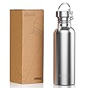 TRIPLE TREE 34 OZ Uninsulated Single Walled Stainless Steel Sports Water Bottle 18/8 Food Grade for Cyclists, Runners, Hikers, Beach Goers, Picnics