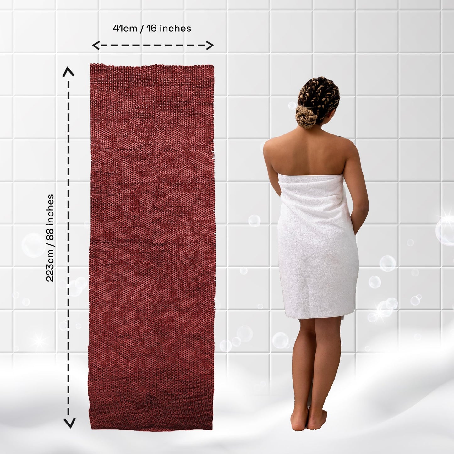 Body Scrubber African net Cloth with Knots, Real, Long, exfoliating net Sponge with 22 Colors Available Made for Both Men and Women as a Hygiene Beauty and Personal Care AFRICANA BEAUTY