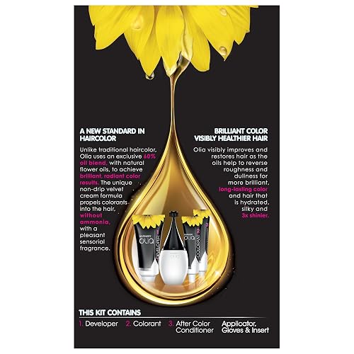 Garnier Olia Ammonia-Free Brilliant Color Oil-Rich Permanent Hair Color, 4.0 Dark Brown (1 Kit) Brown Hair Dye (Packaging May Vary)