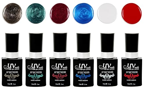 UV-NAILS Gel nail polish cure with UV or LED nail lamp gel polish for nails Set of 6 (NEW YORK) Beauty & Personal Care UV-NAILS