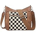 Duyijiff Checkered Crossbody Bags for Women Hobo Handbags Checkered Purse Trendy Crossbody Shoulder Purse (A01 Brown)