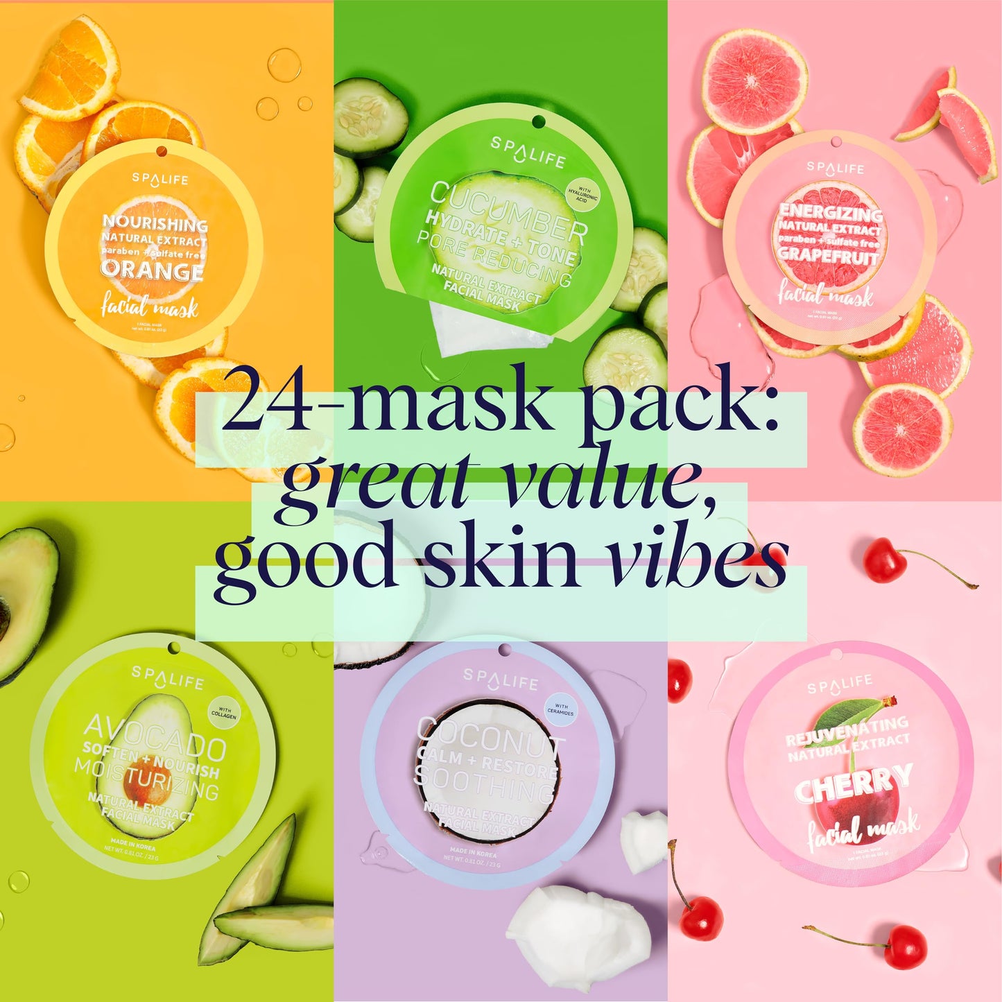 SpaLife Beauty Winter Skin Christmas Face Mask Bundle | Korean Facial Masks | Hydrating, Moisturizing and Firming Sheet Mask Set | Christmas Gifts