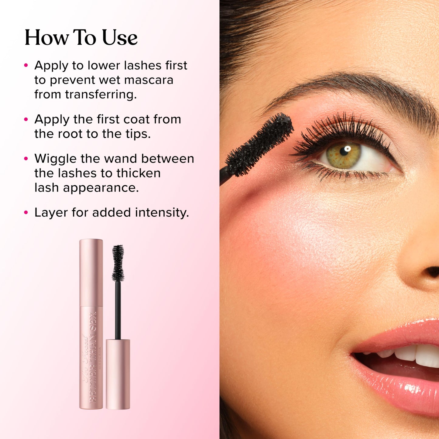 Too Faced Better Than Sex Volumizing and Lengthening Mascara | Vegan Formula, Dramatic Volume and Length | Cruelty-Free Eye Makeup + Hourglass Brush Beauty and Personal Care Too Faced