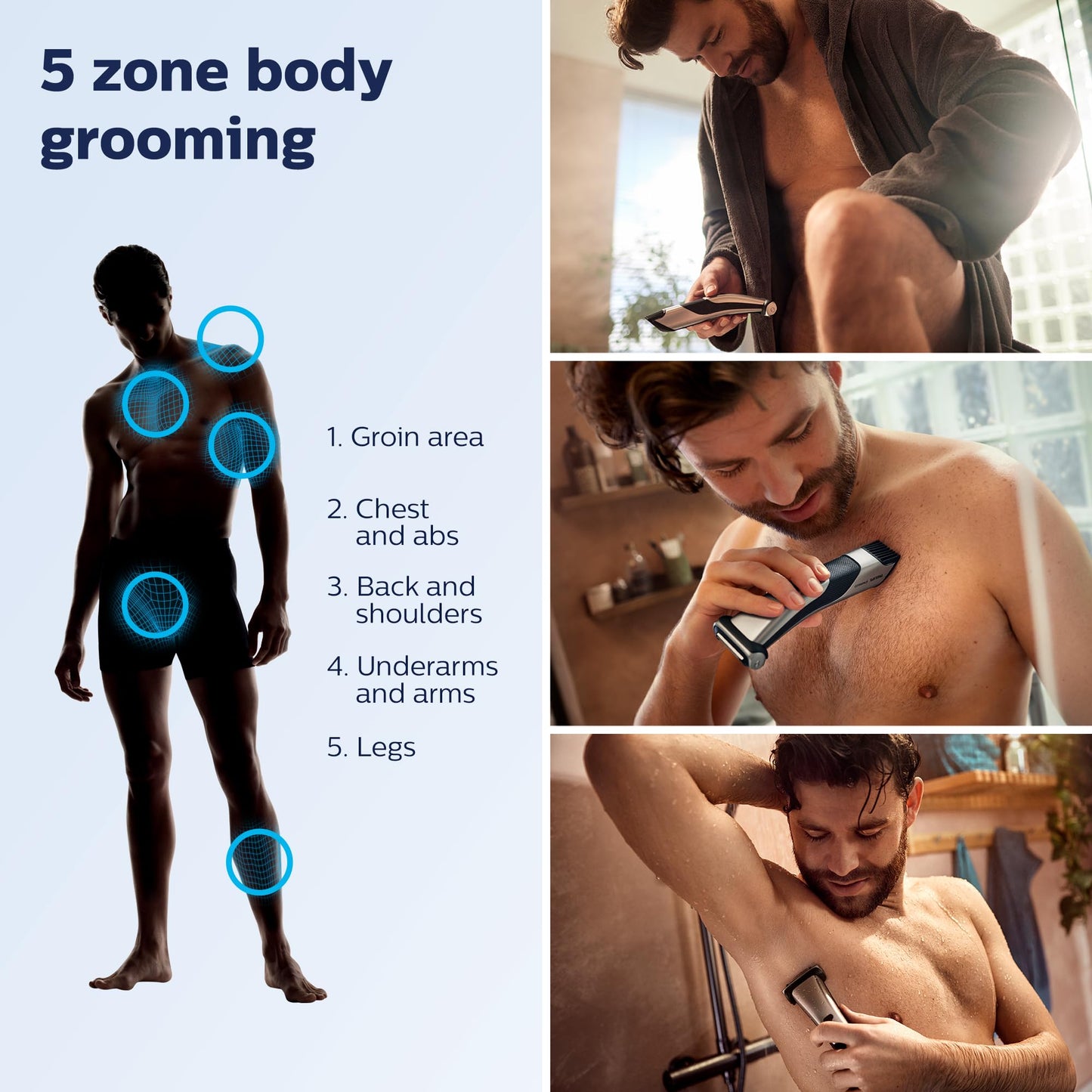Philips Bodygroom 7000 Series, Showerproof Groin and Body Trimmer for Men, Precise Body Grooming, Adjustable Comb, Safe Even Below The Belt, 80 Min Beauty and Personal Care Norelco