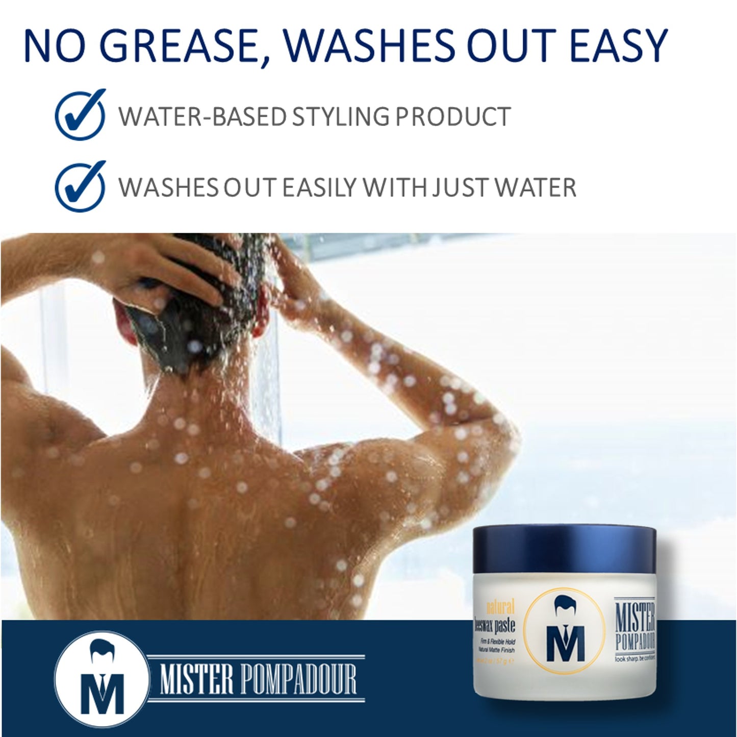 Mister Pompadour Natural Beeswax Paste | Matte Hair Product for Men & Women | HIgh Hold & No Shine | Water Based - Easy To Wash | 2oz
