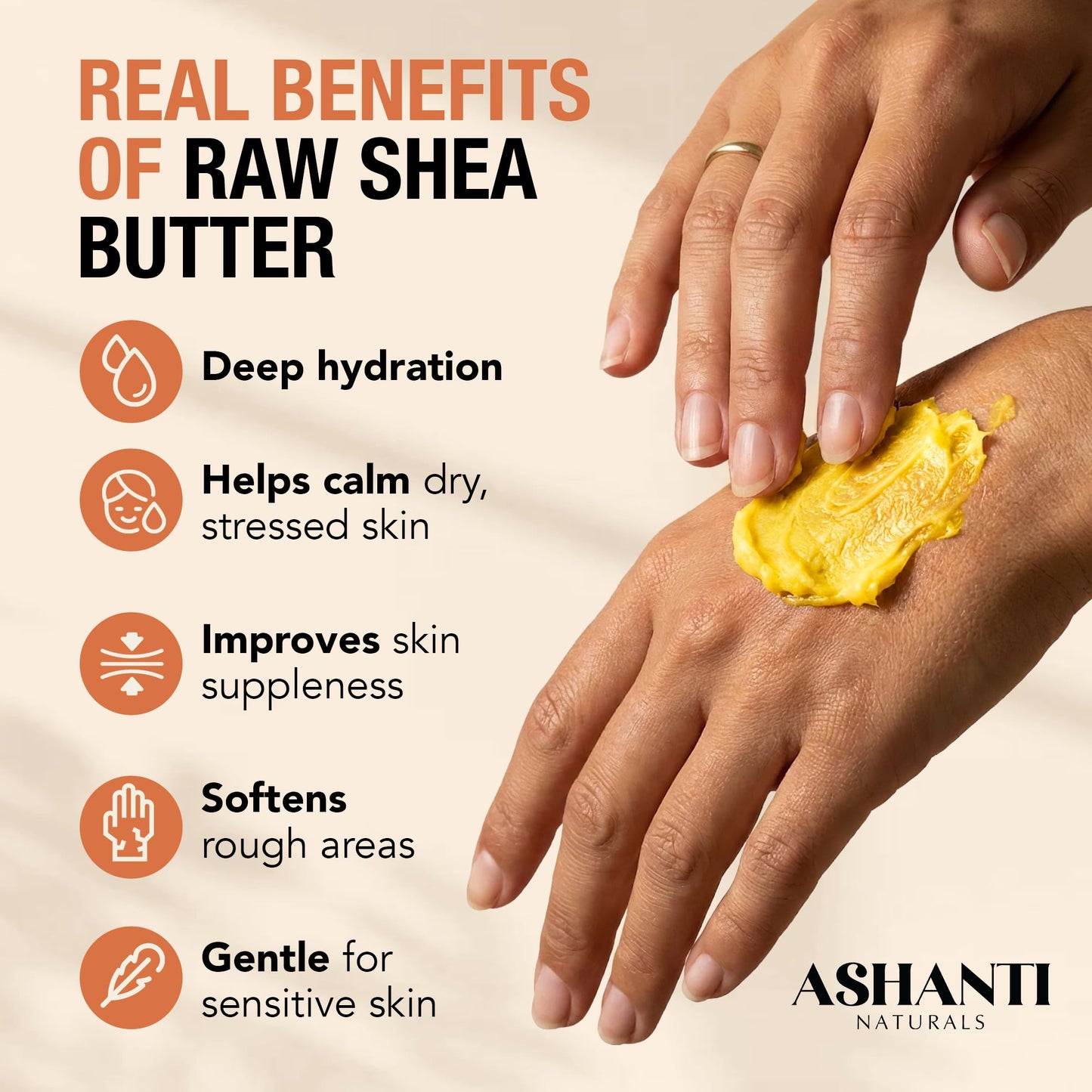 Ashanti Naturals Yellow Raw Shea Butter | Unrefined African Shea Butter | Creamy Moisturizer for Easy Application - 8 oz