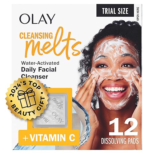 Olay Cleansing Melts + Vitamin C Face Cleanser, 12ct, Water-Activated Face Wash Cleans, Tones, and Refreshes Skin