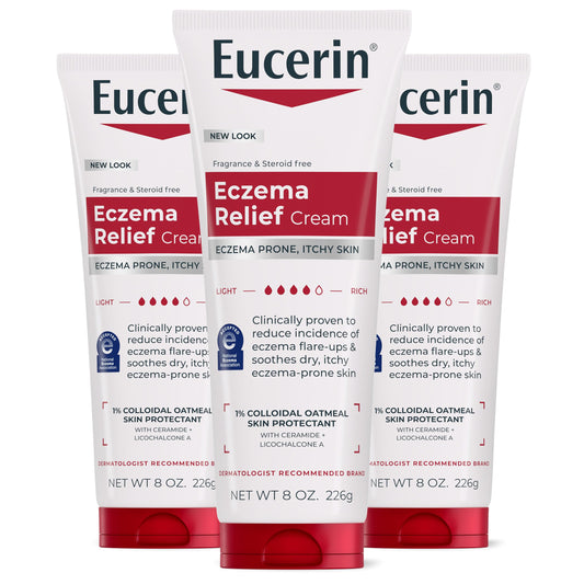 Eucerin Eczema Relief Body Cream, Colloidal Oatmeal Enriched, Steroid Free Eczema Cream, 8 OZ Tube, Pack of 3 Beauty & Personal Care Eucerin