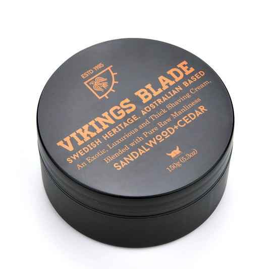 VIKINGS BLADE Luxury Shaving Cream, Sandalwood & Western Red Cedar, Silky Buttery Smooth, Surfactant Base. Refreshing, Clean, Close, FOAMING Shave Beauty and Personal Care Vikings Blade