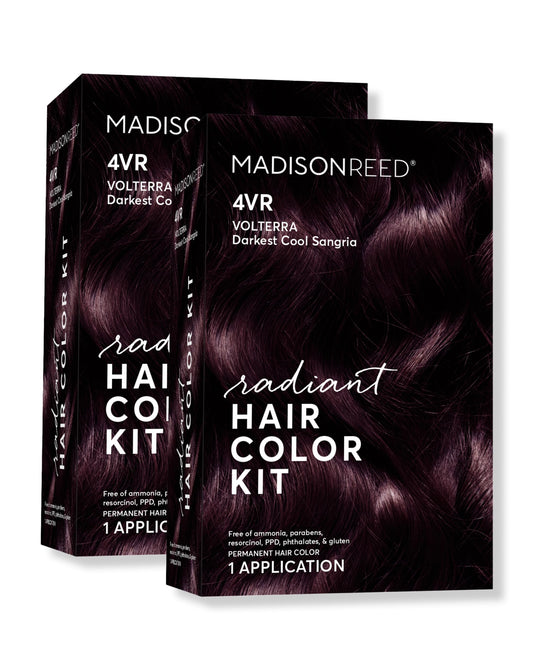 Madison Reed Radiant Hair Color Kit | 4VR Darkest Cool Sangria (Volterra Amethyst) for 100% Gray Hair Coverage | Salon Quality Permanent Hair Dye |
