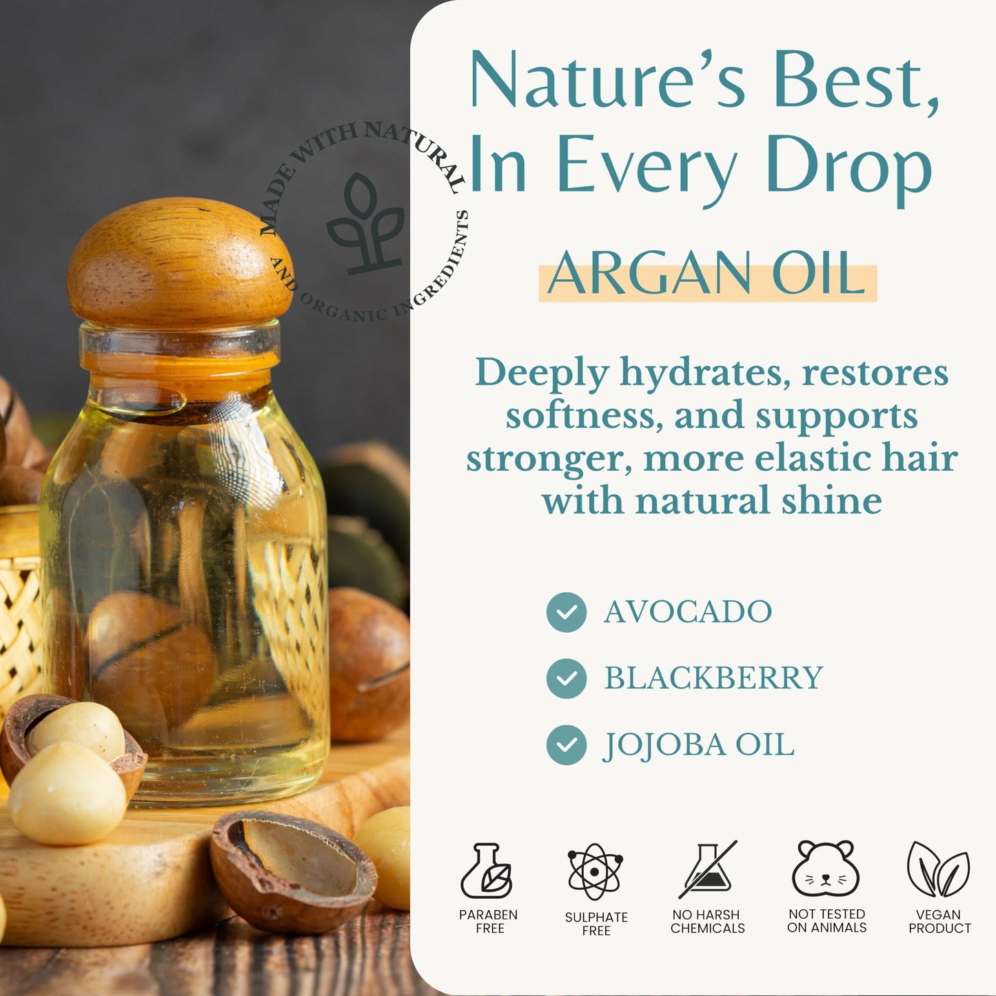 Edenika Botanicals Argan Oil Shampoo and Conditioner Set with Biotin, Repairs Dry & Damaged Hair, Deeply Hydrating & Nourishing, Women & Men