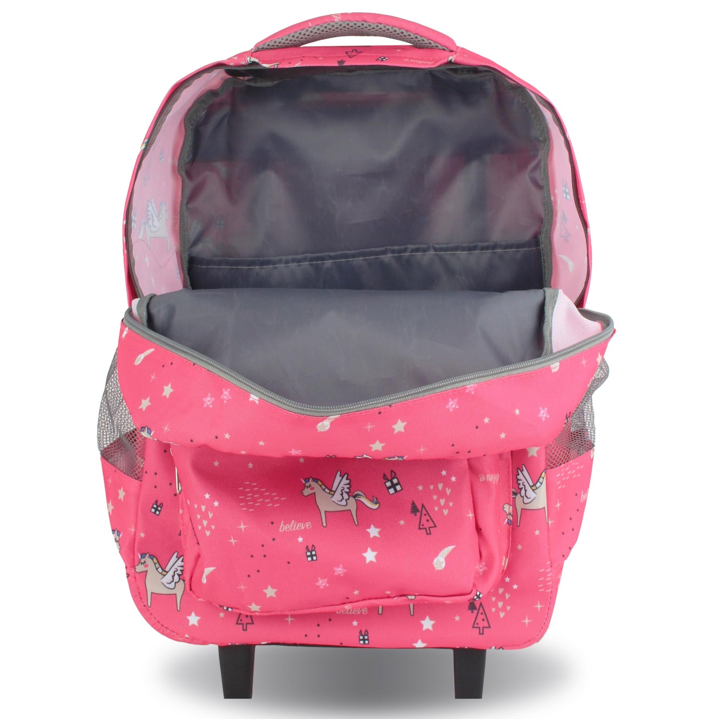 Sposac Rolling Backpack for Girls Boys. Roller Bookbag With Wheels for School Kids, Pink Unicorn