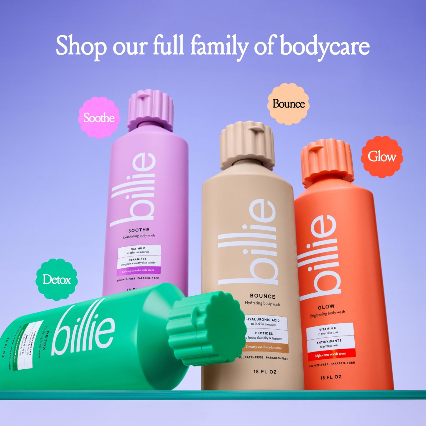 Billie Glow Brightening Womens Body Wash, 18 fl oz, Bright Citrus Woods Scent, Vegan, Cruelty Free Beauty and Personal Care Billie