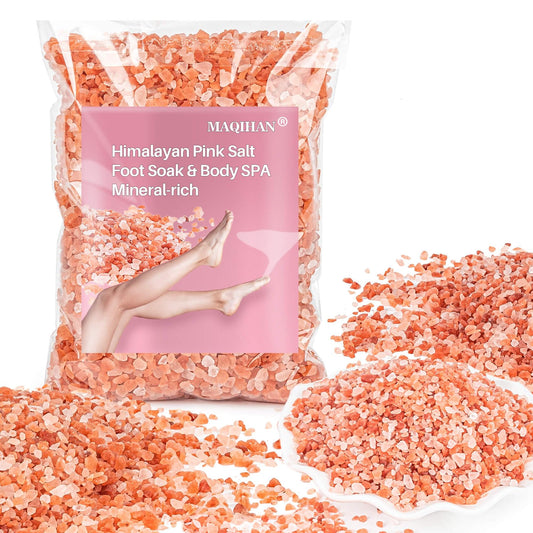 MAQIHAN Pink Himalayan Bath Salt - 10 Oz Himalayan Pink Salt for Bath Soak, Unscented Fine & Coarse Mix, Gentle Full Body & Foot Spa Care for Relaxing Beauty and Personal Care MAQIHAN