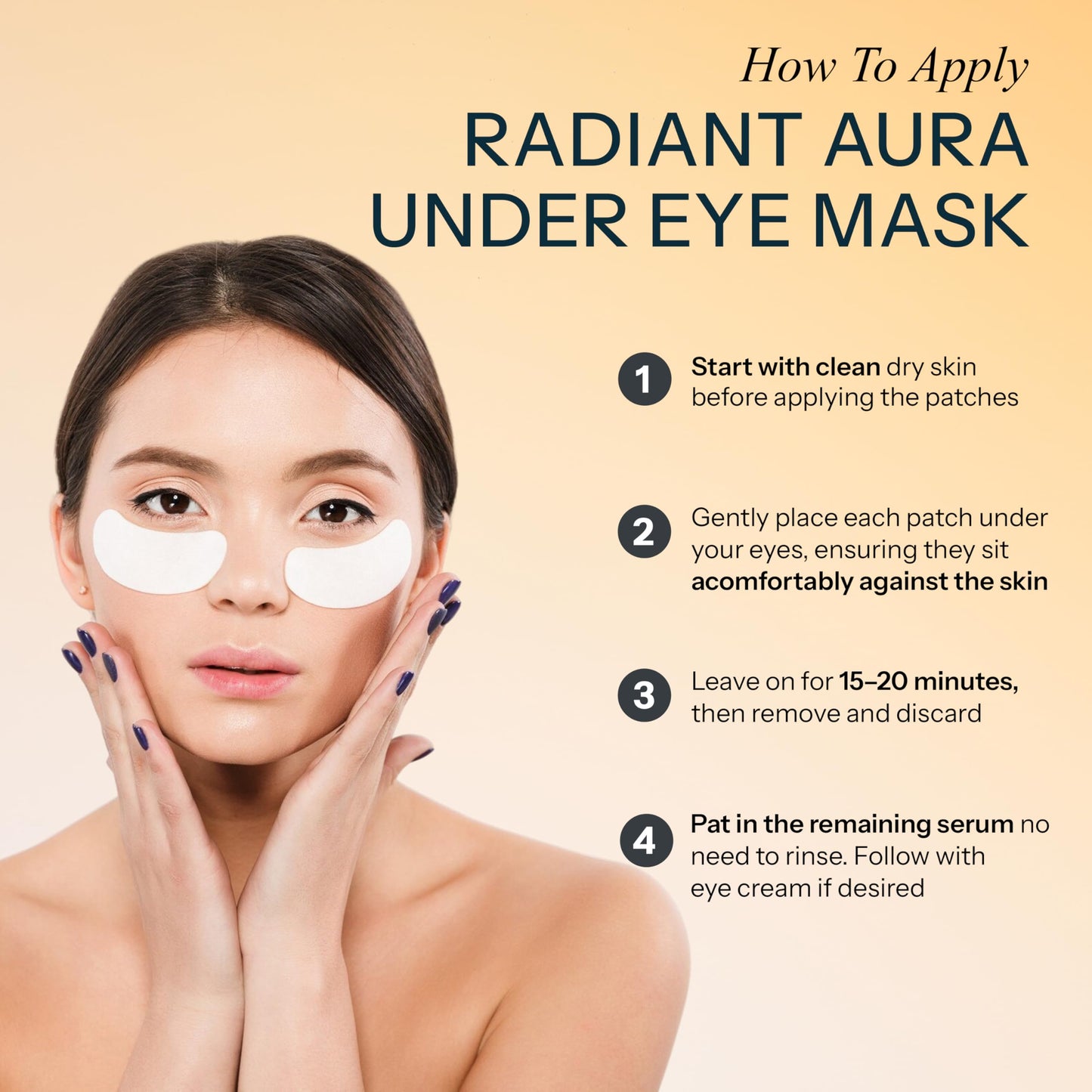 Radiant Aura Vitamin C & Vitamin E Under Eye Patches - Dermatologist Tested, Anti Aging, Korean Skin Care - Hydrates, Firms, Reduces Look Of Fine