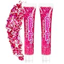 Pink Body Glitter Gel(18ml*2),Self-Adhesive Cosmetic Glitter for Women Kids