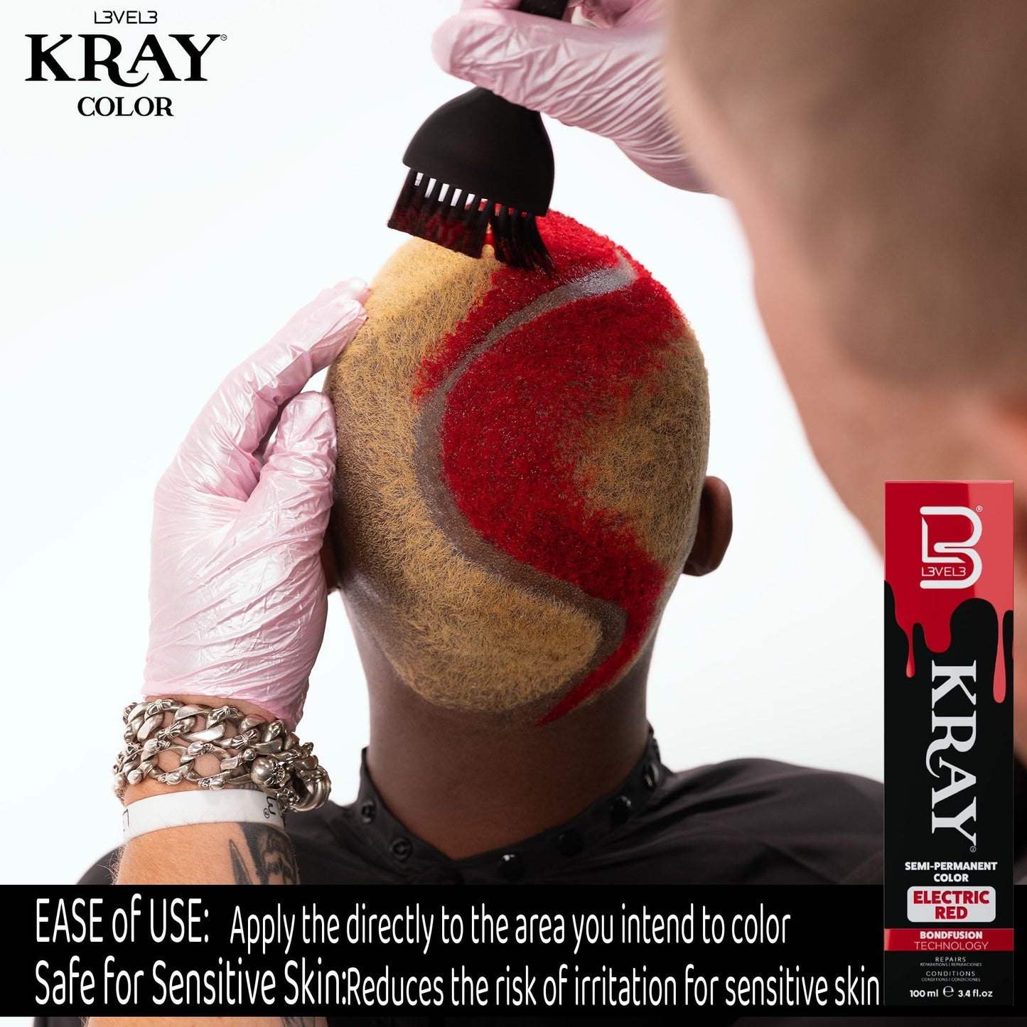 L3 - Level 3 Electric Semi Permanent Hair Color - Vibrant Long Lasting Shine - Argan Oil Protection - 100 ml - Electric Red