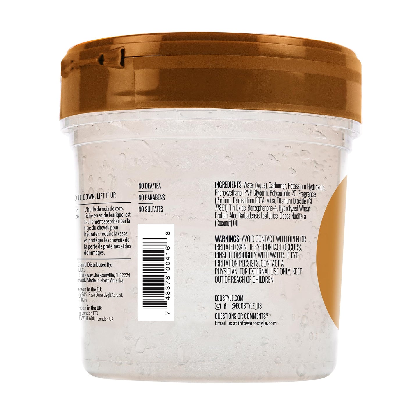 Ecoco Eco Style Gel - Coconut Oil - Adds Luster And Moisturizes Hair - Weightless Styling And Superior Hold - Prevents Breakage And Split Ends